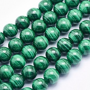Natural Malachite Beads Strands, Round, 10mm, Hole: 1mm, about 40pcs/strand, 15.3 inch(39cm)(G-O166-06-10mm)