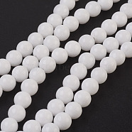 Natural Gemstone Beads Strands, Natural White Jade, Round, Dyed & Heated, White, 8mm, Hole: 1mm, about 48pcs/strand, 15.5 inch(G-SR8MM-29)
