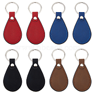 8Pcs 4 Colors PU Leather Pendant Keychain, Blank with Keyring for DIY Craft Laser Engraving, Teardrop Shape, Mixed Color, 101mm, 2pcs/color(FIND-FH0007-87)