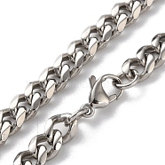 304 Stainless Steel Cuban Link Chain Necklaces for Men, Stainless Steel Color, 20.08 inch(51cm), link: 9x7x2mm(NJEW-B117-01G-P)