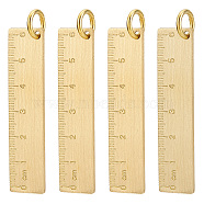 Brass Big Pendants, with Jump Ring, Ruler, Golden, 65x15x2.5mm, Hole: 8mm(KK-WH0062-69G)