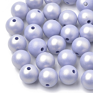 Spray Painted Style Acrylic Beads, Rubberized, Round, Lilac, 8mm, Hole: 1mm, about 1800pcs/500g(MACR-T010-8mm-01)