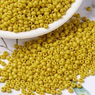 MIYUKI Round Rocailles Beads, Japanese Seed Beads, 8/0, (RR2311) Matte Opaque Canary, 3mm, Hole: 1mm, about 422~455pcs/10g(X-SEED-G008-RR2311)