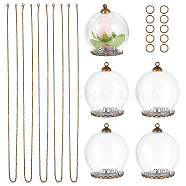 DIY Wish Bottle Pendant Necklace Making Kit, Including Iron Cable Chain Necklace, Brass Cabochon Settings, Glass Covers, Antique Bronze, 30Pcs/set(DIY-NB0009-22)