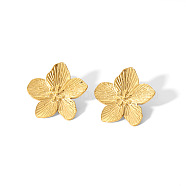 Stainless Steel Flower Stud Earring for Women, Vintage Accessory for European and American Style, Golden, 0.98 inch(25mm)(VX4751-2)