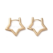Brass Hoop Earrings, Star, Light Gold, 23x24.5mm(EJEW-C073-11KCG)
