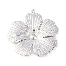 Non-Tarnish 304 Stainless Steel Pendants, Flower Charm, Stainless Steel Color, 30x2mm, Hole: 1.4mm(STAS-L022-414P)