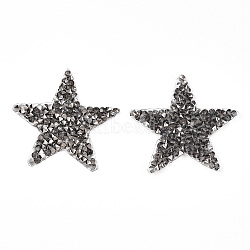 Star Glitter Hotfix Rhinestone, Iron on Patches, Dress Shoes Garment Decoration, Black Diamond, 46x46x2.5mm(DIY-WH0301-92A-04)