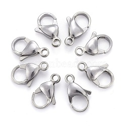 304 Stainless Steel Lobster Claw Clasps, Parrot Trigger Clasps, Stainless Steel Color, 15x9.5x4mm, Hole: 1.6mm(X-STAS-F182-01P-A)