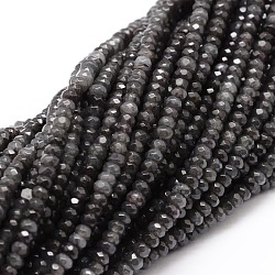Dyed Natural Malaysia Jade Rondelle Beads Strands, Faceted, Gray, 4x2~3mm, Hole: 1mm, about 118pcs/strand, 14.5 inch(X-G-E316-2x4mm-09)