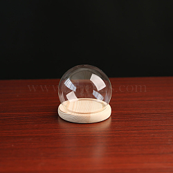 High Borosilicate Glass Dome Cover, Decorative Display Case, Cloche Bell Jar Terrarium with Wood Base, Clear, 100mm(DJEW-PW0001-22C-01)