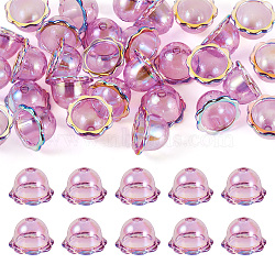 30Pcs UV Plating Acrylic Bead Caps, Flower, Purple, 24x15.5mm, Hole: 3mm, Inner Diameter: 16.5mm(PACR-TA0001-17B)