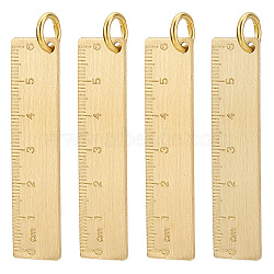 Brass Big Pendants, with Jump Ring, Ruler, Golden, 65x15x2.5mm, Hole: 8mm(KK-WH0062-69G)