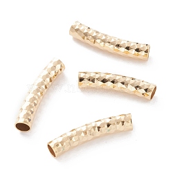 Brass Tube Beads, Long-Lasting Plated, Curved Beads, Tube, Real 24K Gold Plated, 20x4mm, Hole: 3mm(KK-Y003-86C-G)