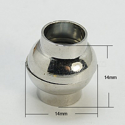 Alloy Magnetic Clasps, Rondelle, Platinum, 14x14mm, Hole: 8mm(PALLOY-I004-P)