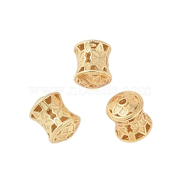 925 Sterling Silver Beads, Spool Shape, Hollow, Real 18K Gold Plated, 7x5.5mm, Hole: 1mm(STER-P060-28G)