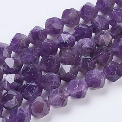 Natural Amethyst Beads Strands, Star Cut Round Beads, Faceted, Mauve, 10mm, Hole: 1mm, about 19pcs/strand, 7.8 inch(G-G100-10mm-1)