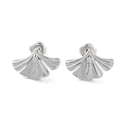 Non-Tarnish 304 Stainless Steel Stud Earrings, Leaf, Stainless Steel Color, 12x18.5mm(EJEW-P258-14P)