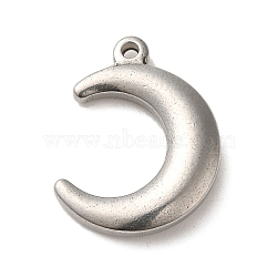 304 Stainless Steel Pendants, Crescent Moon Charms, Stainless Steel Color, 22x16.5x4mm, Hole: 1.5mm(STAS-R223-18)