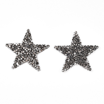 Star Glitter Hotfix Rhinestone, Iron on Patches, Dress Shoes Garment Decoration, Black Diamond, 46x46x2.5mm