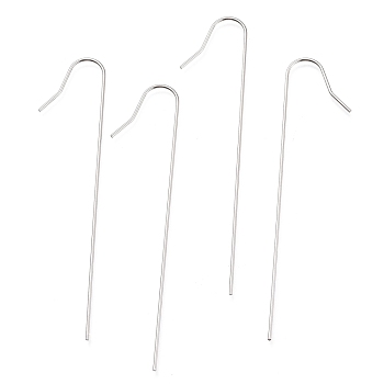 304 Stainless Steel Earring Hooks, Stainless Steel Color, 75x17mm, 20 Gauge, Pin: 0.8mm