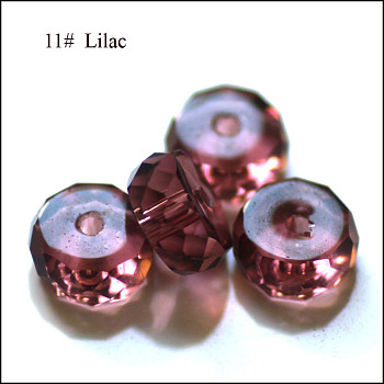 Imitation Austrian Crystal Beads, Grade AAA, Faceted, Flat Round, Purple, 12x7.5mm, Hole: 0.9~1mm