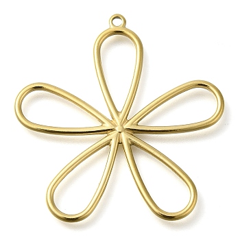 Ion Plating(IP) 304 Stainless Steel Pendants, Flower Charm, Real 18K Gold Plated, 41x40x2mm, Hole: 1.6mm