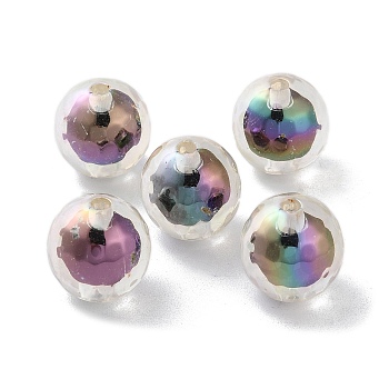 UV Plating Rainbow Iridescent Acrylic Beads, Bead in Bead, Round, Colorful, 16x15.5mm, Hole: 2.5mm