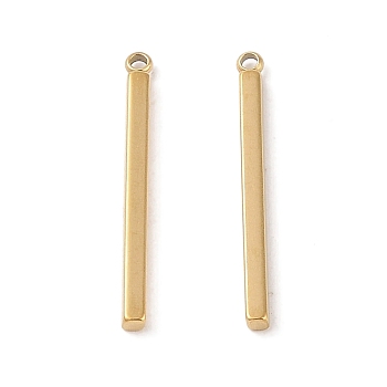 Ion Plating(IP) 304 Stainless Steel Pendants, Cuboid/Bar Charm, Real 18K Gold Plated, 27.5x2.5x2mm, Hole: 1.4mm