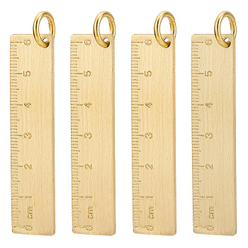 Brass Big Pendants, with Jump Ring, Ruler, Golden, 65x15x2.5mm, Hole: 8mm