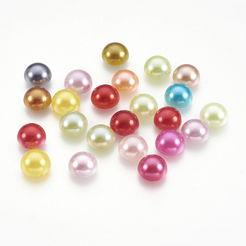 ABS Plastic Imitation Pearl Cabochons, Half Round, Mixed Color, 8x4mm