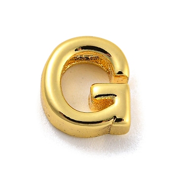 Brass Pendants, Real 18K Gold Plated, Letter G, 8x7x3mm, Hole: 1.2mm