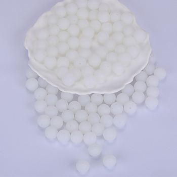 Round Silicone Focal Beads, Chewing Beads For Teethers, DIY Nursing Necklaces Making, White, 15mm, Hole: 2mm