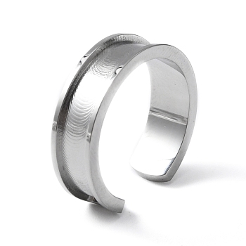 304 Stainless Steel Grooved Cuff Ring Settings, Ring Core Blank, Stainless Steel Color, 6mm, Inner Diameter: 18.5mm