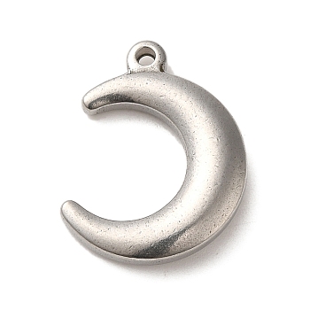304 Stainless Steel Pendants, Crescent Moon Charms, Stainless Steel Color, 22x16.5x4mm, Hole: 1.5mm