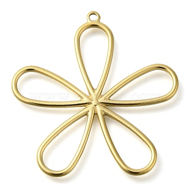 Real 18K Gold Plated Flower 304 Stainless Steel Pendants