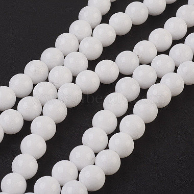 8mm White Round White Jade Beads