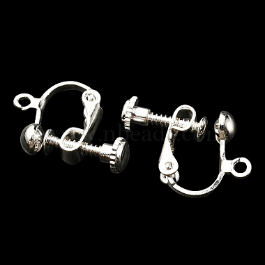 Rack Plated Brass Screw Clip-on Earring Findings(KK-YW0001-10S)-2