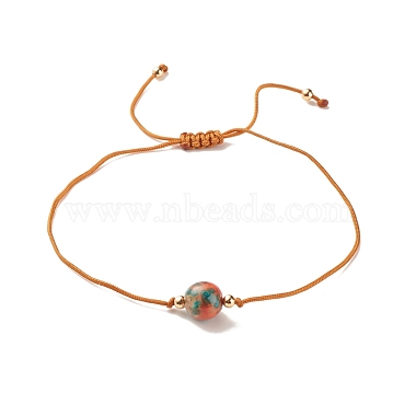 Round Gemstone Braided Bead Bracelet(BJEW-JB07966)-4