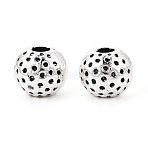 Textured Tibetan Style Alloy Beads, Round, Antique Silver, 9.5x8.5mm, Hole: 3mm, about 434pcs/1000g(PALLOY-T093-30AS)