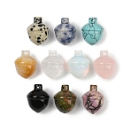 Natural & Synthetic Mixed Gemstone Pendants, Acorn Charms, 21~22x17mm, Hole: 1.4mm(G-K354-13)