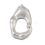 304 Stainless Steel Big Pendants, Textured Irregular Oval Charms, Stainless Steel Color, 62x38x3.5mm, Hole: 1.8mm(SA-CBAD9BF-10P)