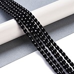 Natural Black Onyx(Dyed & Heated) Beads Strands, Oval, 6.5x4.5mm, Hole: 0.9mm, about 62~63pcs/strand, 15.16''(38.5cm)(G-NH0011-I05-01)