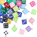 40Pcs 2 Colors Transparent/Opaque Acrylic Enamel Pendants, Dice, Mixed Color, 22.5~23.2x18.1~18.5x14~18.5mm, Hole: 2mm, 20pcs/style(TACR-SC0002-69)