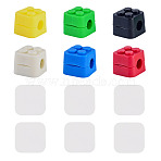 6Pcs PP Plastic Cable Organizers Clips, with Sticker, Square, Mixed Color, 21.5x21.5x19mm, Hole: 8mm(AJEW-TADJ0001-35)