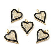 Rack Plating Brass Micro Pave Clear Cubic Zirconia Pendants, Long-Lasting Plated, Lead Free & Cadmium Free & Nickel Free, with Enamel, Heart, Real 18K Gold Plated, 20x16x3mm, Jump Ring: 5x1mm, 3mm Inner Diameter(KK-E015-32G)