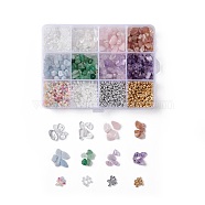 DIY Beads Jewelry Making Kit, Include Glass Seed Beads and Natural Quartz Crystal, Rose Quartz, Strawberry Quartz, Green Aventurine, Amethyst, Dyed Natural Aquamarine Chips Beads, Mixed Color, 5~8x5~8mm, Hole: 0.3mm,  8style, 13g/style, 104g(DIY-FS0002-58)