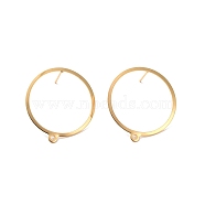 201 Stainless Steel Stud Earring Findings, with Horizontal Loop and 316 Stainless Steel Pin, Ring, Real 24K Gold Plated, 27.5x25mm, Hole: 1.4mm, Pin: 0.7mm(STAS-K241-12G)
