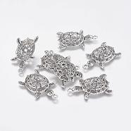Tibetan Style Alloy Tortoise Pendants, Cadmium Free & Lead Free, Antique Silver, 39x23.5x8mm, Hole: 2.5mm, about 108pcs/500g(TIBEP-Q043-237-RS)