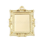 Rack Plating Alloy Pendant Cabochon Settings, Rectangle, Golden, Tray: 19x16mm, 33.5x27.5x2mm, Hole: 2mm(FIND-Z054-16G)